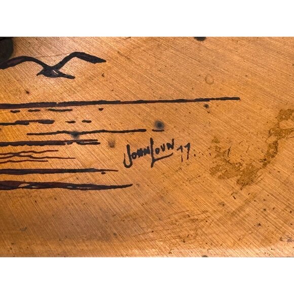 Retro John Louw 3D Copper Bronze Gold Flying Seagulls Sea Side Wall Art Framed - Picture 3 of 10